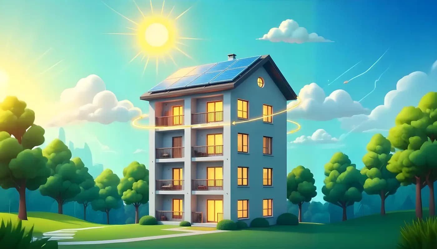 Bewohner in moderner Wohnanlage